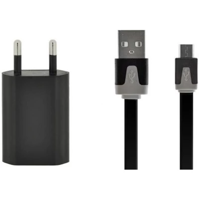 4-OK hálózati töltő USB aljzattal (microUSB, 5V/1000mA) fekete
