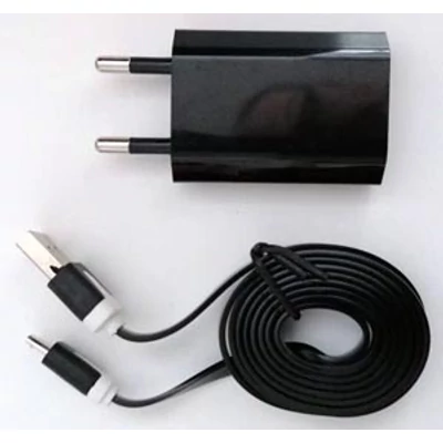 4-OK hálózati töltő USB aljzattal (microUSB, 5V/1000mA) fekete