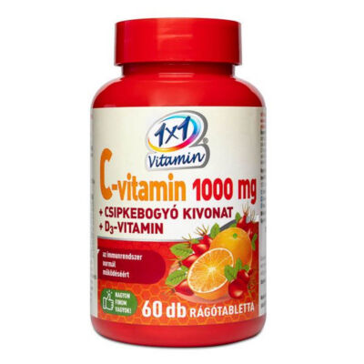 1×1 Vitamin C-vitamin 1000 mg + D3 rágótabletta csipkebogyóval, 60 db