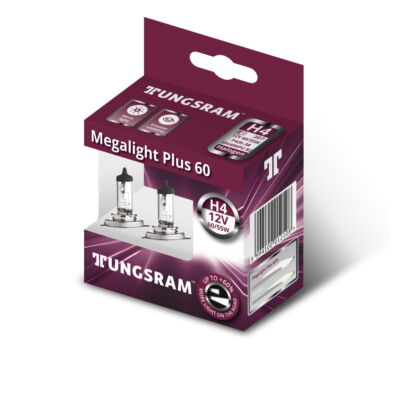 Tungsram Megalight Plus +60% H4 50440MPU autó izzó, 2db/csomag