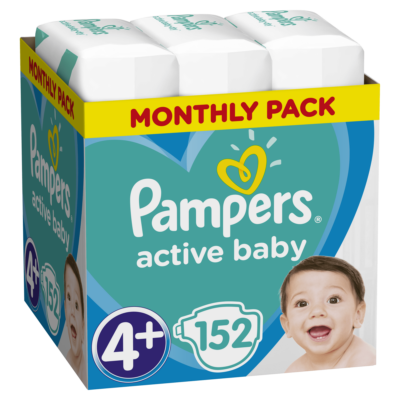 Pampers Active Baby Dry pelenka Monthly Box 4+ maxi (9-16 kg) 152 db